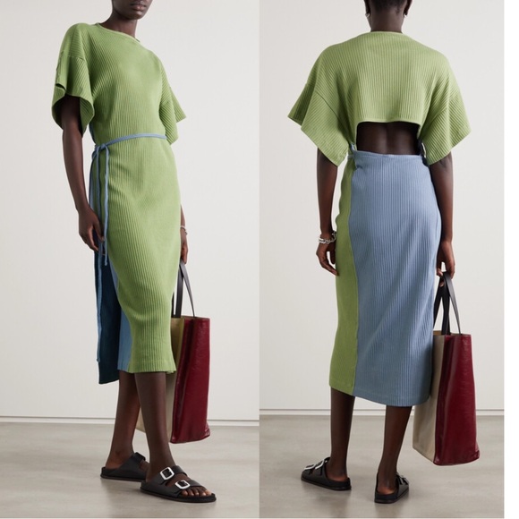 Baserange Dresses & Skirts - Baserange Clair Dress Blue Green Colorblock Wrap